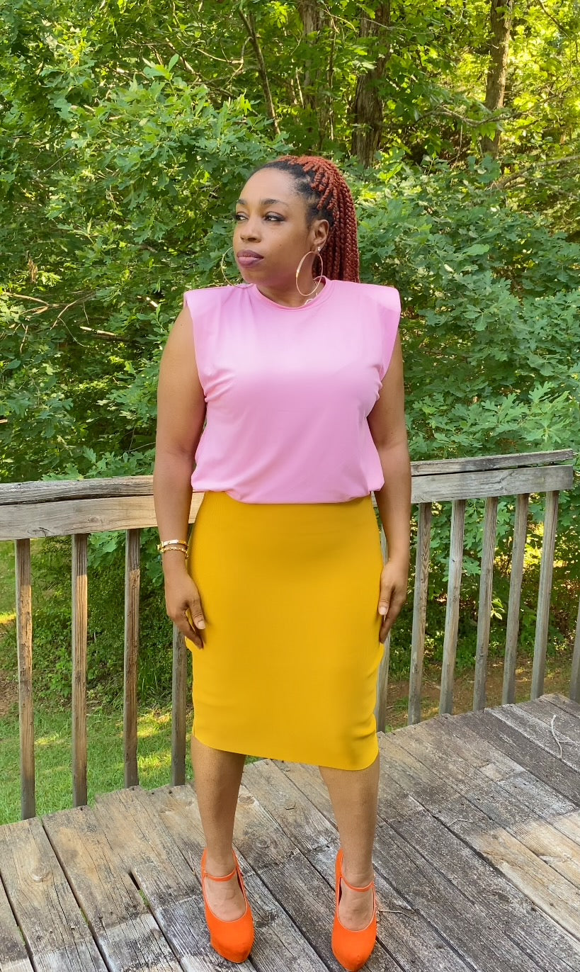 Style My Curves (Mustard) - Skirt